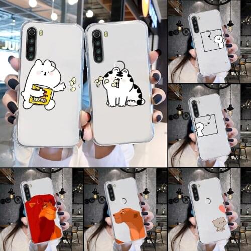 Best Friends Cartoon Couple Lovers Phone Case Transparent For Xiaomi Redmi Note 7 7A 8 8T 9 9A 9S 10 K30 Pro Ultra transparent