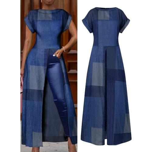 Elegant Party Shirts Women'Tunic Sexy Round Neck Patchwork Printed Tops VONDA 2021 Office Ladies Plus Size Blouse Casual Blusa