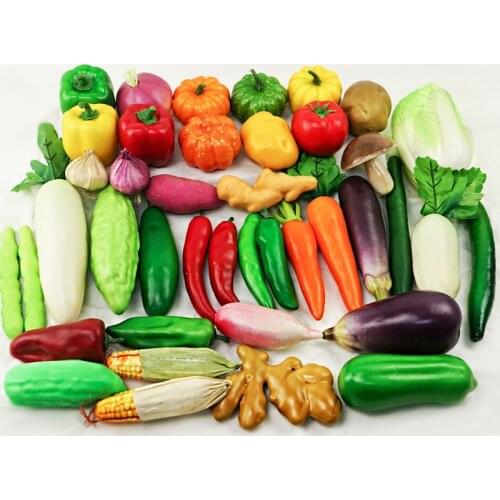 Artificial Fruit Vegetables Kitchen Plastic Toys Kids Carrot Chili Pepper Food Onion Tomato Potato Corn Photography Props Decor