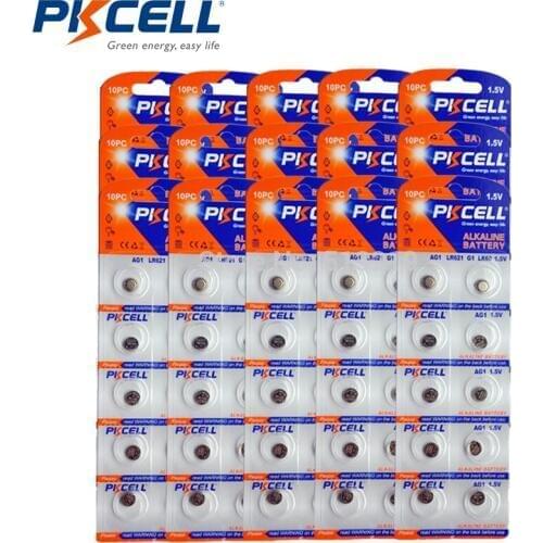 150PC/15card PKCELL button cell battery AG1 sr621sw 364 LR621 621 LR60 1.5V Alkaline battery button coins batteries for watch