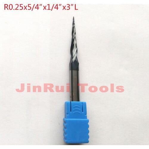 1pc R0.25x5/4"x1/4"x3"-2F HRC55 Tungsten solid carbide Coated Tapered Ball Nose End Mills CNC milling cutters