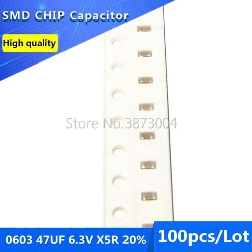 100pcs 0603 47UF 6.3V X5R 20% SMD Chip Capacitor