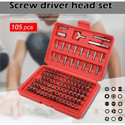 34/105pcs/set 6.35mm Screwdriver Bit Set Multi-Purpose Slotted Phillips Hexagonal Screwdriver Bit Suitable for 6.3-6.5mm Chuck