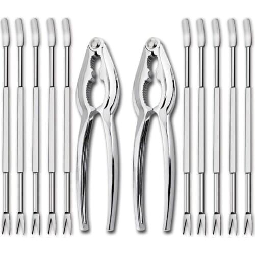 Seafood Tool Kit,Stainless Steel Crab Leg Cracker and Forks Nut Cracker Set Shellfish Sheller 12Pcs