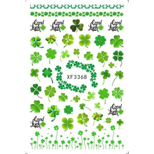 Green leaves Rose flowers nail sticker for nail art decoration Spring summer season beauty nail tip decals XF014