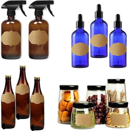 300Pcs/Roll 3*5cm Kraft Paper Stickers Labels Name Tags Blank Adhesive For Kitchen Office Classification Jar Glass Bottle Labels