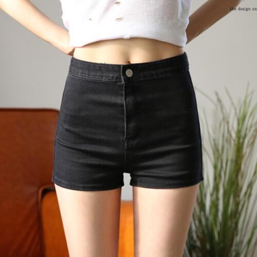 2017 Europe and the United States the new denim shorts spring summer retro Slim was thin elastic tight high waist shorts DK49