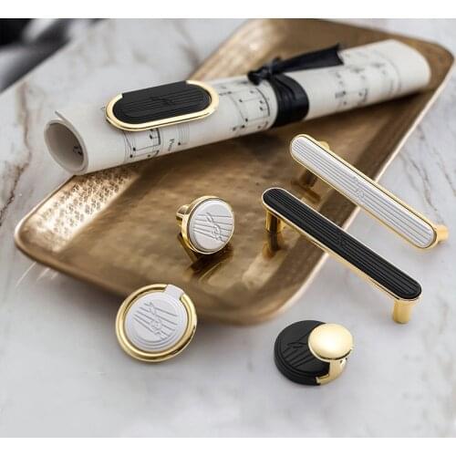 New Kitchen Cabinet Door Handle White Black Gold Mosaic Wardrobe Drawer Knob Simple Luxury Cupboard Furniture Hardware Hook