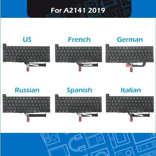 New US SP FR GER RU IT DK AR Layout Laptop A2141 Keyboard For Macbook Pro Retina 16" A2141 2019 EMC 3347