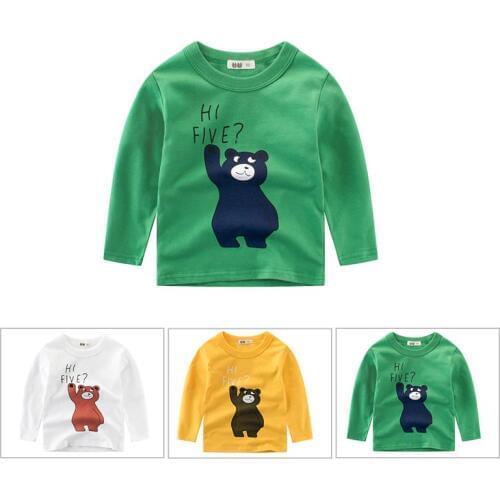 Autumn Tops Baby Boy T Shirt Children Girl Cartoon Bear Patterns Long Sleeve Cotton Kids Clothes Toddler T-Shirt Casual Tees