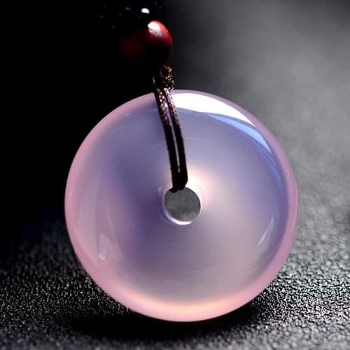 Natural Purple Jade Donut Pendant Women Men Fashion Charms Jewellery Chalcedony Amulet Gifts Fashion Jewelry Accessories Gifts