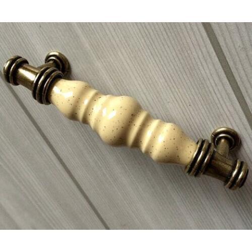 96mm drawer handles ceramic kitchen Cabinet Handle Pulls Dresser Pull Antique Brass bronze Cupboard Furniture Door Hardware