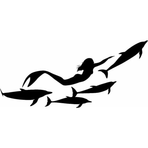 Mermaid and Dolphin High Quality Car Sticker Car Window Decoration Personality Pvc Waterproof Decal Black/white, 18cm*8cm