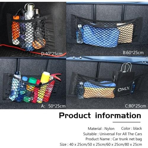 Storage Net Bag Seat Rear Backside Net Pocket Storage Bag Storage Bag Double Velcro Car accessories Car Organizers