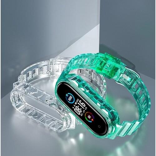 Silicone Transparent color Strap Bracelet For Xiaomi Mi Band 6 5 4 Strap M6 M4 M5 WristStrap For MiBand 6 5 4 Wriststrap