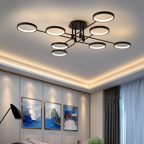 LED Chandelier With Remote Control For Living Room Study Bedroom Kitchen Home Black Branch Ceiling Lamp Lighting Fixtures WF