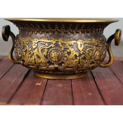 Chinese Old bronzes Copper treasure bowl geomancy decoration