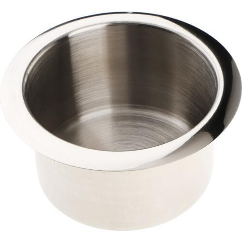 Pack of 2 Stainless Steel Poker Table Cup Holder Inserts For Car Boat Truck Marine - 84x55mm