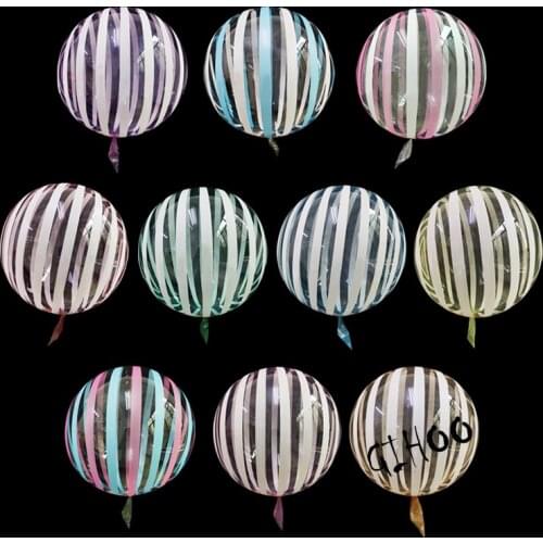 2pcs 18 inch bubble balloon print striped transparent PVC bobo balloon clear helium balloon wedding birthday water party decor