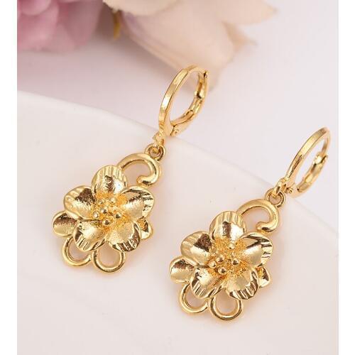 Gold flower drop earring Ethiopian/Nigeria/Kenya /Ghana Gold color Dubai african Arab Middle Eastern Jewelry Mom girl Gifts