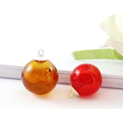 1PC Murano Glass Essential Oil Ball with Metal Cap Aromatherapy Bottle Pendant With Diffuser Hole Diy Necklace Bracelet Finding