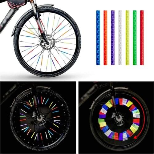 12 PCS Bicycle Reflective Stickers Night lights Wheel Spokes Tubes Strip Safety Warning Light Reflector Cycling Night Light