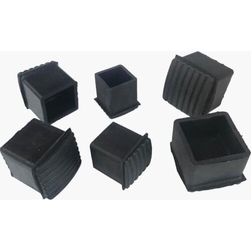 4Pcs Black Square Rubber Feet Pad 20*20mm 25*25mm 30*30mm Protection Gasket Dust Seal End Cover Caps For Pipe Bolt Furniture
