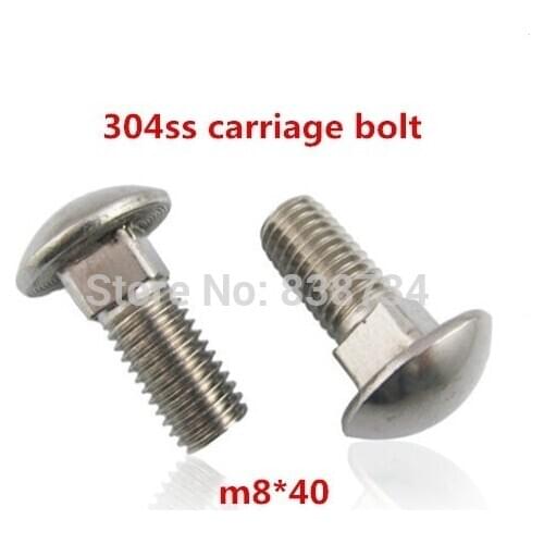 20pcs a2 70 304 stainless steel semicircle head carriage bolt m8*40
