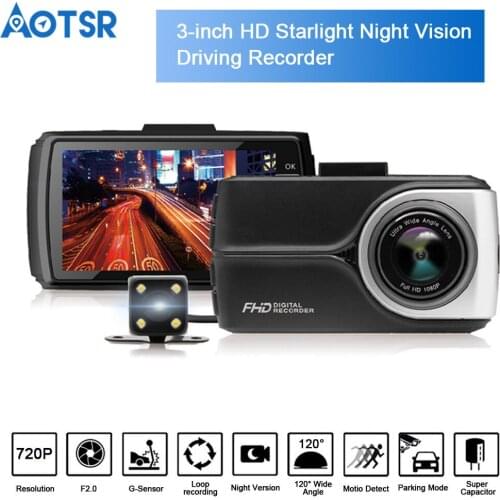 Car DVR Camera 3.0 Inch screen Dash Cam Dual Lens Night Vision Dash cam G-sensor Rear view camera Automatic camera Kit Video