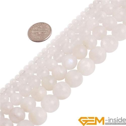 AAA Grade Genuine Blue Rainbow Moonstone Precious Stone Beads Natural Stone Beads DIY Loose Beads For Jewelry Making Strand 15"