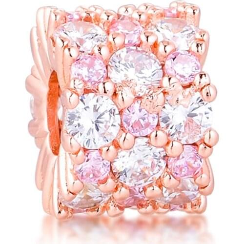 Fit Pandora Bracelet Rose Sparkling Charms Silver 925 Original Beads for Jewelry Making Sterling Silver Berloque