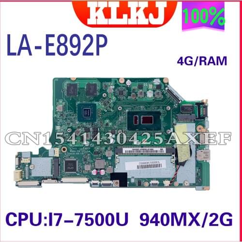 C5V01 LA-E892P for ACER A515-51G A315-53G A615-51G laptop motherboard CPU I7-7500U GPU MX130 2G 4G/RAM DDR4 100% test work