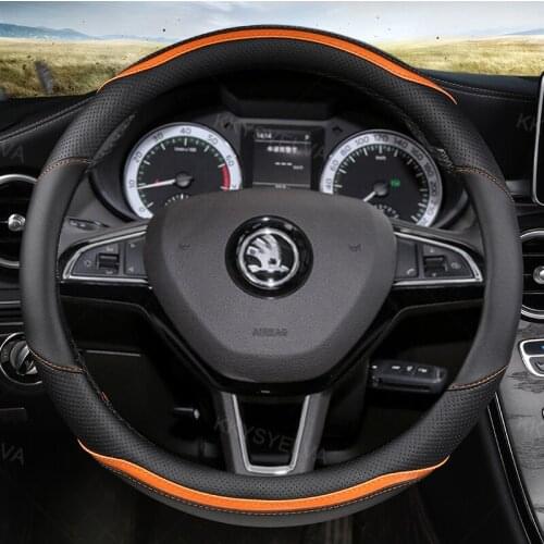 Car Steering Wheel Cover for Skoda Octavia A5 A7 Rapid Spaceback Fabia Kodiaq Superb YETI Karoq Kamiq 2005-2019