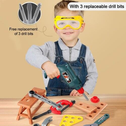 Kids Toy Tool Construction Set Play House Simulated Screwdriver Disassembly Electric Drill Toy Suitcase With Power Fidget Toys