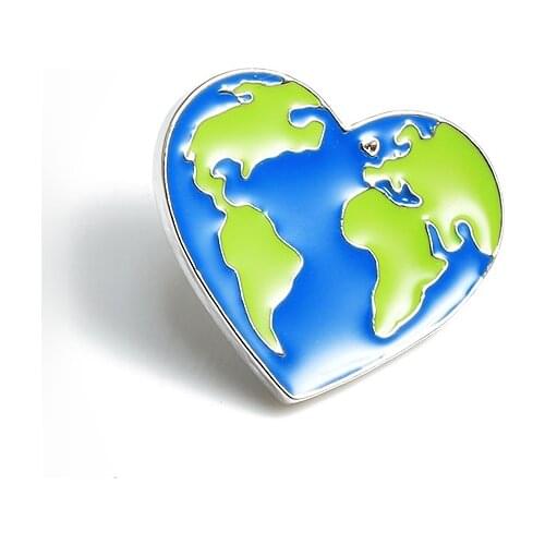 Protected Earth Enamel Pins Cartoon Heart Brooches Jackets Lapel Pin Backpack Badge Fashion Jewelry Gifts for Environmentalist