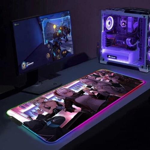Arknights RGB Gaming Mouse Pad Large Mousepad XXL Gamer Mouse Mat with Backlight Computer RGB LED Desk PC Keyboard Mat Carpet