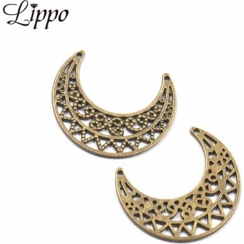 12pcs Zinc Alloy Moon Shape Earring Findings Statement Jewelry Connector Antique Bronze Earring Connectors Accessories