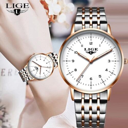 Top Luxury Brand LIGE Ladies Watch Fashion Ladies Creative Steel Women Bacelet Watch Female Waterproof Clock Relogio Feminino