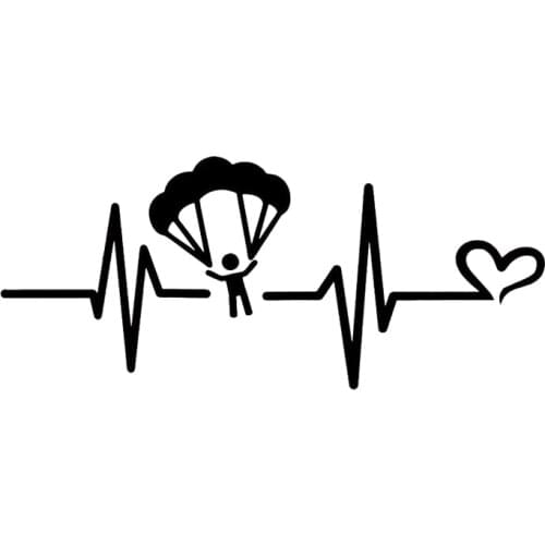 Heartbeat Parachute jumping Car Sticker Decal Sport Rear Windshield Rood Decor Removable AL387