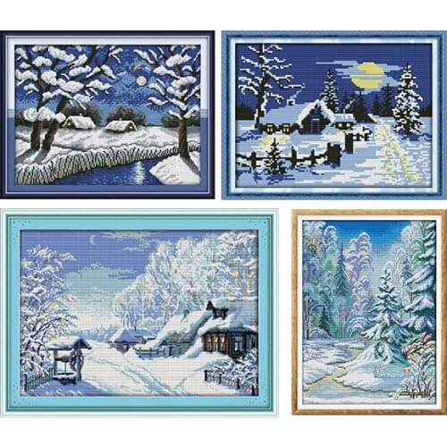 Joy Sunday Cross Stitch Kit 11&14CT Embroidery Needlework Sets Printed Patterns Fabric On Canvas Sets for Home Decorations