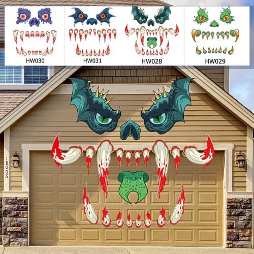 Halloween Monsters Face Outdoor Decoration With Eyes Fangs Nostril Garage Door Archway Entryway Car Decorations Outdoor декор