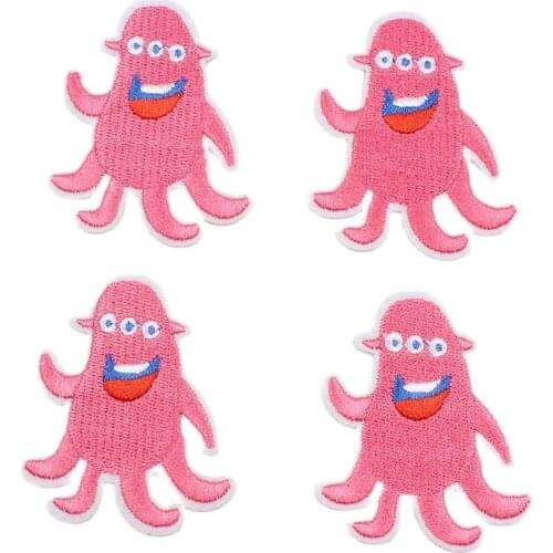 10pcs/lot Cartoon Cute octopus Patches Iron On Embroidery Animal Stickers Sew On Fabric Appliques DIY Handmade patchwork Badge