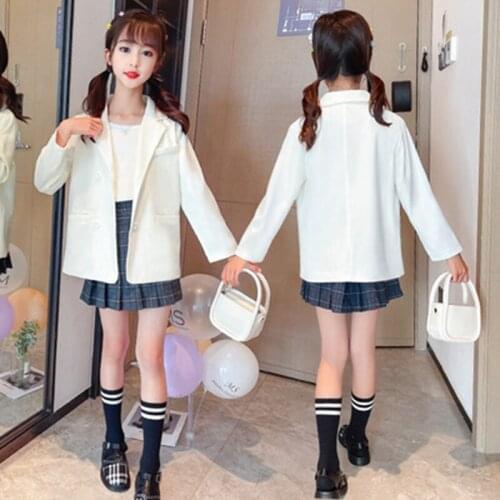 New Fashion Kids Blazer Jacket Girls Elegant Clothes For Wedding Party Wear Princess Casual Suit Jacket Outerwear Age 4-13Y