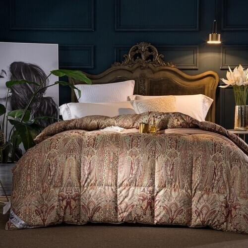 Luxurious Paisley 100%Cotton Cover Goose Down Comforter Duvet Quilt Twin Queen King size Comforter Duvet cover Insert Blanket