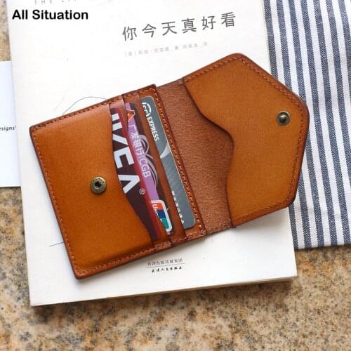 Luxury Hasp ID Credit Card Wallet First Layer Cow Leather Top Quality Male Vintage Simple Small Purses Female Retro Money Bag
