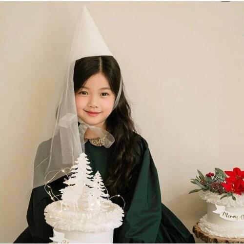 Girls birthday hat Glitter powder Sequin pointed mesh Princess Birthday cap full moon birthday party photo prop hat decoration