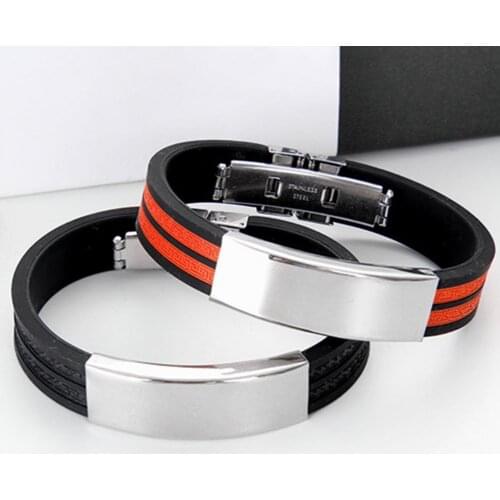 Bracelet Stylish Flexible Stainless Steel Men Bracelet Stainless Steel Silicone Bangle for Daily Life Club Party