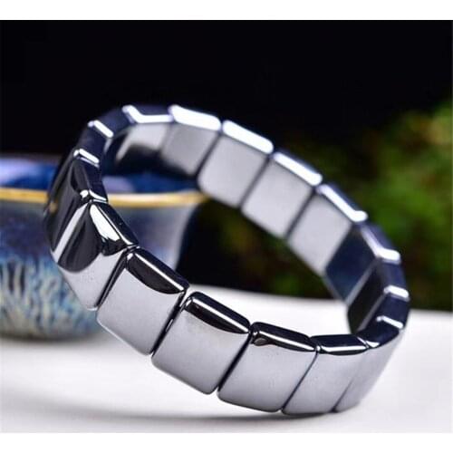 Top Natural Terahertz Stone Bangle Bracelet For Women Men Healing Luck Gift Energy Gemstone Stretch 15x12mm Beads Jewelry AAAAA