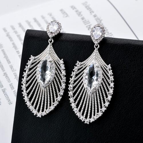 High quality AAA zircon feather zircon earrings, beautiful jewelry gifts for girls/women ER-305