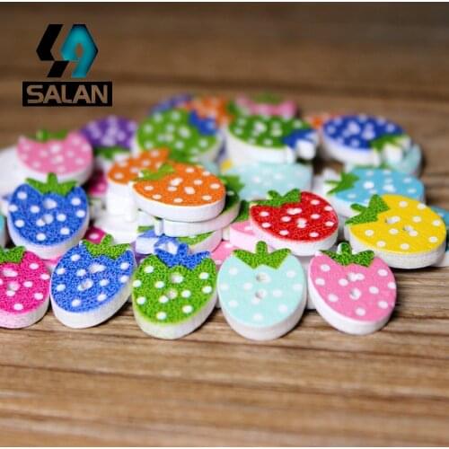 WB-0014 Free shipping wholesale/retailed 15pcs/lot colorful strawberry shape wooden buttons for children clothing DIY gift